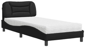 Letto con materasso nero 90x190 cm in similpelle