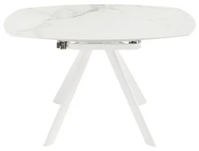 Tavolo in pietra effetto marmo Bianco ROUND con piano girevole D135 cm