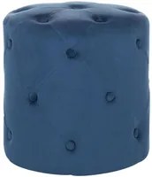 Pouf ottomana rotondo trapuntato blu navy Pouf trapuntato Chesterfield