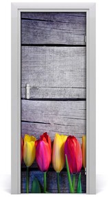 Adesivo per porta Tulipani colorati 75x205 cm