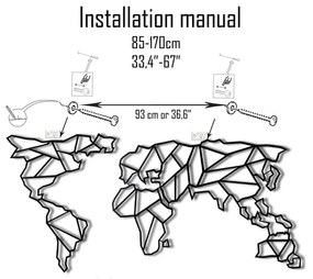 Decorazione murale Mappa del mondo trasparente, 85 x 170 cm - Bystag