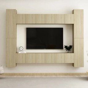 Set Di Mobili Porta Tv 10 Pz Rovere Sonoma İn Legno Multistrato /