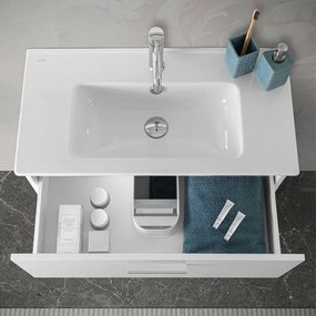 Mobile bagno sospeso 80 bianco lucido con lavabo e specchio Miami