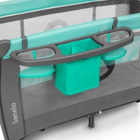 Lionelo - Culla da viaggio SVEN PLUS grigio/turchese