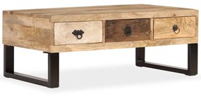 Tavolino Da Caffè Con 3 Cassetti Massello Di Mango 90x50x35 Cm /