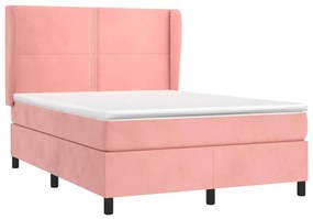 Giroletto a molle con materasso rosa 140x190 cm in velluto