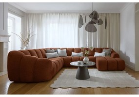 Divano angolare color terracotta (con penisola a sinistra/a U) Shell – Miuform