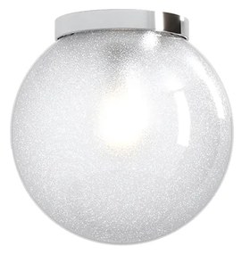 Plafoniera Contemporanea Glitter Metallo Cromo Vetro Soffiato Trasp 1 Luce E14