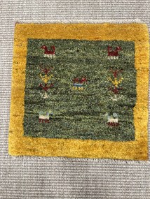 Gabbeh Tappeto 40x40 Verde (Iran) Annodato A Mano