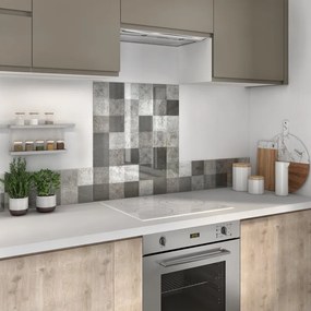 Pannello decorativo della cucina vetro Carreaux grigio e nero effetto mosaico L60 cm x H70 cm