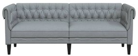 Divano chesterfield a 3 posti grigio chiaro in tessuto