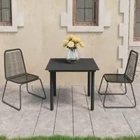 Set da Pranzo da Giardino 3 pz in Rattan PVC Nero 3060130