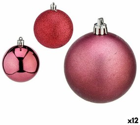 Set di palline di Natale Rosa Plastica 6 x 7 x 6 cm (12 Unità)