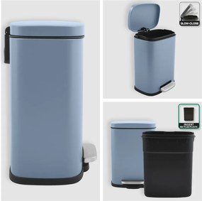 Cestino per la spazzatura azzurro in acciaio con pedale 5 l Akira – Spirella