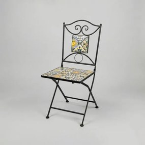 Set Tavolo E Sedie Da Esterno 100x200 Cm In Ferro E Maioliche Amalfi