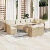 Set Divano da Giardino 13 pz con Cuscini Beige in Polyrattan 3250277