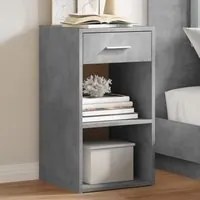 Comodino Grigio Cemento 35x34x65 cm in Legno Multistrato 840582