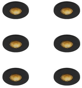 Set di 6 faretti da incasso moderni neri IP54 per bagno - Shed Honey