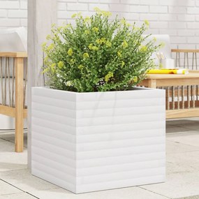 Fioriera Da Giardino Bianca 50x50x46 Cm Legno Massello Di Pino /