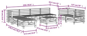 Set Salotto da Giardino 9 pz Nero in Legno Massello di Pino