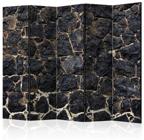 Paravento design Tramonto di pietra II - texture architettonica di pietra nera