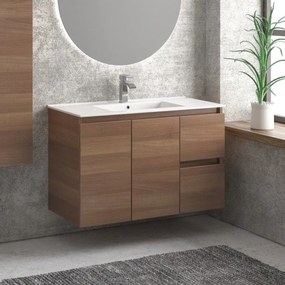 Kamalu - mobile bagno 100cm con lavabo incasso cassetti e ante tod-100lb