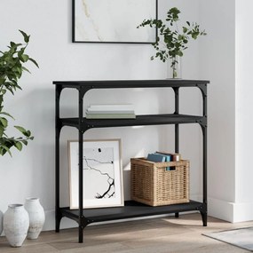 Tavolino consolle nero 75x29x75 cm in legno multistrato