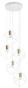 Sospensione Industrial-Minimal Ice Metallo Bianco 5 Luci E27