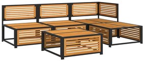 Set divano da giardino 5 pz con cuscini legno massello acacia
