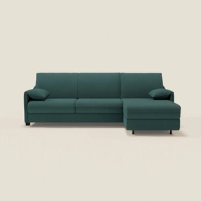 Primula divano letto angolare con materasso H18 cm - penisola contenitore in tessuto smacchiabile T05
