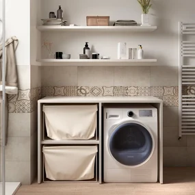 Mobile da bagno sotto lavabo SENSEA Jnka legno larice bianco L 138 x H 92 x P 66 cm, lavabo non incluso