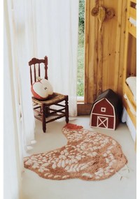 Tappeto marrone lavabile in cotone tessuto a mano 110x100 cm Chicken - Lorena Canals