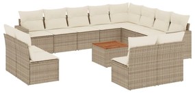 Set divano da giardino 13 pz con cuscini beige in polyrattan