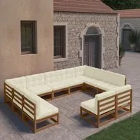 Set Divani da Giardino 11 pz Cuscini Miele in Massello di Pino 3077227