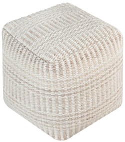 BORIS - pouf in lana avorio con decoro 40 x 40