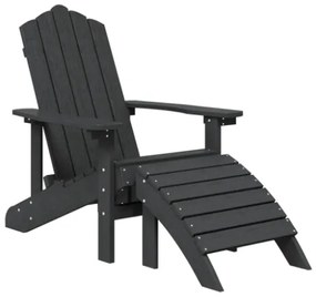 Sedie Giardino Adirondack 2 pz con Poggiapiedi HDPE Antracite