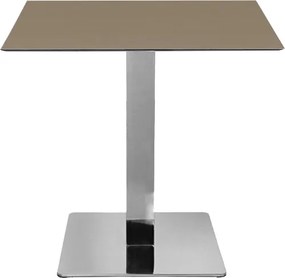 Tavolo bar pub ristorante in HPL 80x80 cm Tortora per esterno base Argento H 74