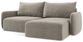 Divano angolare beige allungabile/con contenitore (con penisola a destra) Kalena – Makamii