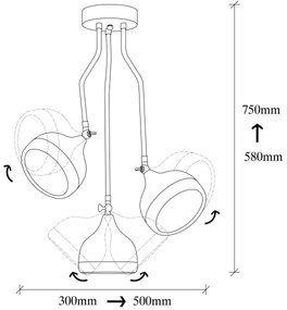 Lampadario a stelo YILDO 3xE27/40W/230V nero/rame