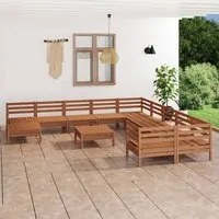 Set Divani da Giardino 12 pz Miele in Legno Massello di Pino cod mxl 36770