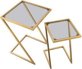 Set di 2 tavoli contenitori con piano in vetro 40x40 cm Zet - Mauro Ferretti