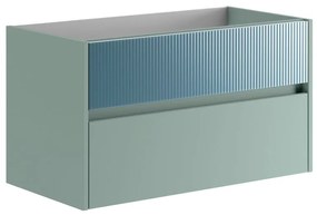 Mobile da bagno sotto lavabo Niwa verde laccato opaco L 89.5 x H 50 x P 45.5 cm 2 cassetti, lavabo non incluso