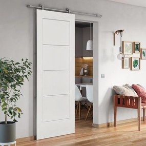 Porta scorrevole reversibile Ribera in mdf bianco, L 93 x H 211.5 cm, con binario Loft