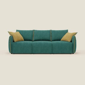 Flexar divano con 3 sedute allungabili schienale in piuma d'oca in bouclé impermeabile T07 verde - giallo