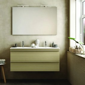 Mobile sottolavabo e lavabo Linea per vasca centrale rovere natura in fibra di cartone L 120 x H 55 x P 46 cm 2 cassetti
