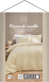 Set copripiumino e federa avorio per letto matrimoniale ed esteso 240x220 cm Linella – douceur d'intérieur
