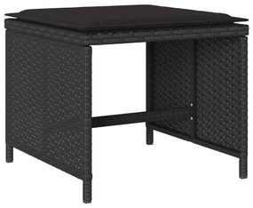 Set da pranzo da giardino 13pz con cuscini nero in polyrattan