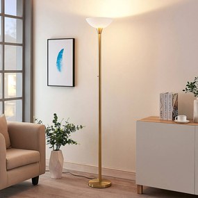 Lindby lampada da terra Ignacia, color ottone, vetro, 180 cm, E27