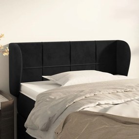 Testiera Ad Orecchio Nera 103x23x78/88 Cm İn Velluto /