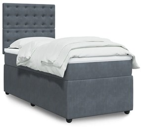 Giroletto A Molle Con Materasso Grigio Scuro 100x200 Cm Velluto /